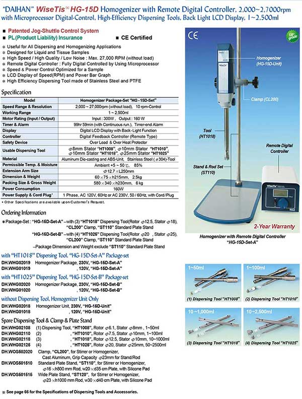 Homogenizer with Remote Digital Controller catalog page 1